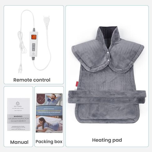 Weighted Heating Pad for Neck and Shoulders- 2.4lb Electric Neck Heating Pads for Neck Cramps Pain Relief, Heat Pads with 6 Heating Levels, 4 Auto-Off, Gifts for Women Men Mom Dad, 22"x22" in Saudi Arabia