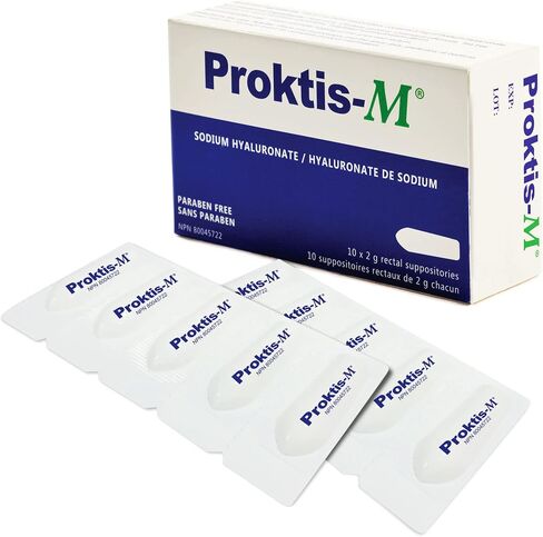 PROKTIS-M, Natural, Non-Steroidal Rectal Suppositories, with Hyaluronic Acid, for Healing of Anus and Rectum, in Conditions Such as Hemorrhoids and Anal fissures,10 count in Saudi Arabia