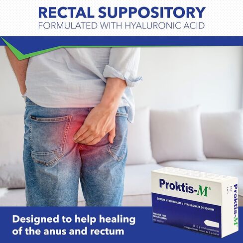PROKTIS-M, Natural, Non-Steroidal Rectal Suppositories, with Hyaluronic Acid, for Healing of Anus and Rectum, in Conditions Such as Hemorrhoids and Anal fissures,10 count in Saudi Arabia