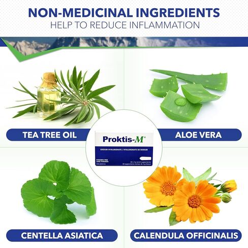 PROKTIS-M, Natural, Non-Steroidal Rectal Suppositories, with Hyaluronic Acid, for Healing of Anus and Rectum, in Conditions Such as Hemorrhoids and Anal fissures,10 count in Saudi Arabia