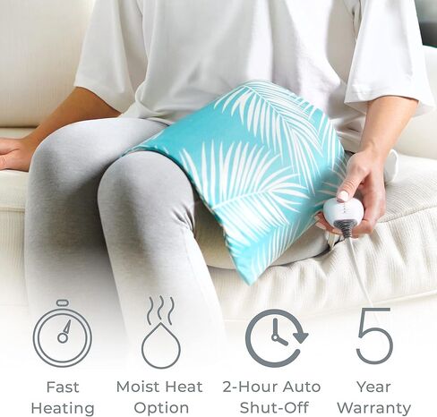 Pure Enrichment® PureRelief™ Express Designer Series Electric Heating Pad - 12" x 15" Fast-Heating with 4 Heat Settings, Machine-Washable Fabric, & 2-Hour Auto Safety Shut-Off - Palm Aqua in Saudi Arabia