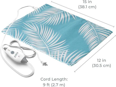 Pure Enrichment® PureRelief™ Express Designer Series Electric Heating Pad - 12" x 15" Fast-Heating with 4 Heat Settings, Machine-Washable Fabric, & 2-Hour Auto Safety Shut-Off - Palm Aqua in Saudi Arabia