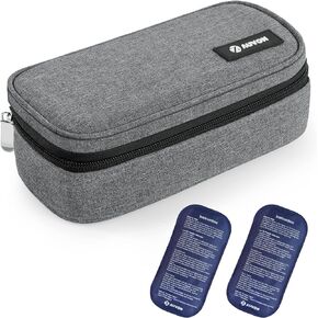 AUVON Portable Insulin Cooler Travel Case, Insulated Diabetic Bag with 2 x 160g Ice Packs for 6-8h Cooling Time, Medication Cooler Bag for Insulin Pens and Blood Glucose Monitor Supplies