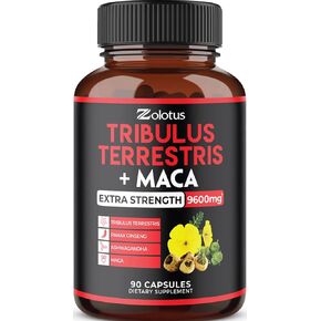 Zolotus Premium Tribulus Terrestris Capsules - 9600mg Per Serving - Combined with Ashwagandha, Panax Ginseng & Maca - Boost Energy, Mood, Stamina & Immune - 90 Counts for 3 Months in Kuwait