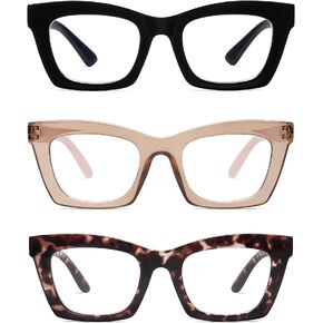 AMOMOMA Trendy Oversized Blue Light Stylish Readers for Women,Retro Square Cute Sturdy Computer Womens Reading Glasses AM6042 in Saudi Arabia