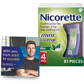 Nicorette 4 mg Mini Nicotine Lozenges to Help Quit Smoking with Behavioral Support Program - Mint Flavored Stop Smoking Aid, 81 Count in Saudi Arabia