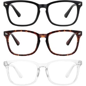 MEETSUN 3-Pack Blue Light Blocking Glasses, Anti Eye Strain Headache (Sleep Better), Computer Glasses UV400 Lens (Black + Brown Gradient + Clear)