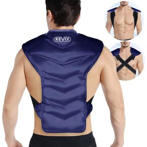 REVIX Large Ice Pack for Shoulder and Back Injuries Reusable, Full Back Ice Pack Wrap Pain Relief Cold Compression Therapy for Swelling, Inflammation, Soreness, Bruises & Sprains