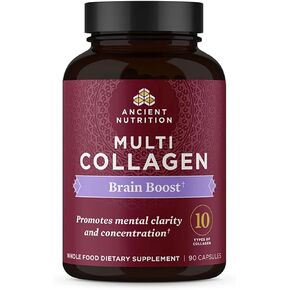 حبوب الببتيدات الكولاجينية من Ancient Nutrition، مكملات الكولاجين المتعددة المتحللة، الأنواع I، II، II، V & X، تدعم صحة البشرة والأظافر، صحة الأمعاء والمفاصل، 90 كبسولة