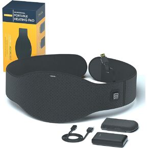 Portable Cordless Heating Pad with Battery - Electric Heat Belt with 3 Heat Levels, for Lower Back or Cramps Belly Pain Relief Heating Pads Black in Kuwait