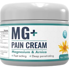 كريم الألم MARS WELLNESS MG+ - كريم المغنيسيوم والأرنيكا ذو القوة الإضافية - حوض بحجم 118 مل - التهاب الساقين والمفاصل، وتشنجات الساق، وفرك آلام الرياضة والتهاب المفاصل - عبوة واحدة in Kuwait