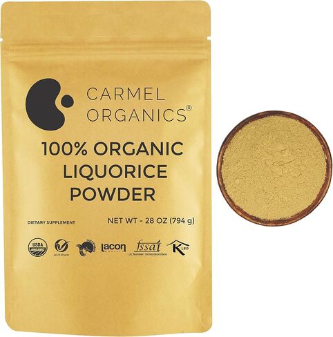 CARMEL ORGANICS Licorice Root Powder - 8 oz or 0.5 Lb/227 grams | Herbal Supplement | Natural Sweetener and Digestive Aid | Non-GMO | No Added Preservatives in Kuwait