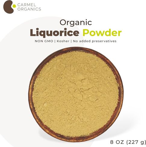 CARMEL ORGANICS Licorice Root Powder - 8 oz or 0.5 Lb/227 grams | Herbal Supplement | Natural Sweetener and Digestive Aid | Non-GMO | No Added Preservatives in Kuwait
