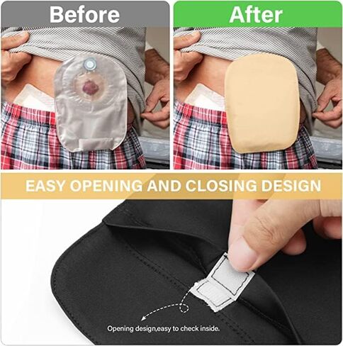 4 قطع من أغطية أكياس الفغرة من LAPLUIE، ملابس دعم الفغرة/الفتق خفيفة الوزن وقابلة للتمدد، أغطية أكياس فغر القولون لمستلزمات الفغرة، للجنسين in Kuwait