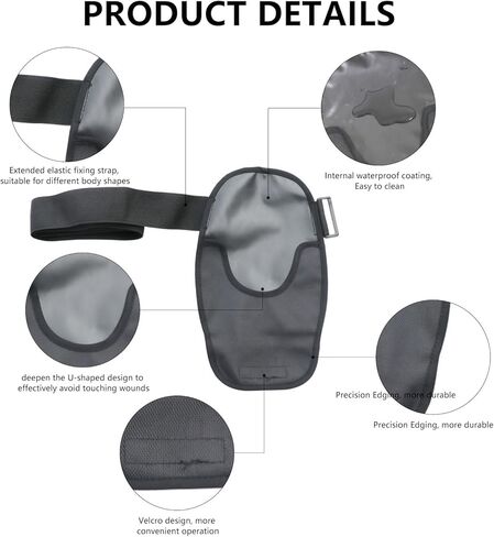 أغطية أكياس فغرة القولون قابلة للتنفس من Yiishuiil، غطاء حقيبة فغر القولون قابل للتعديل وحزام فغرة عالمي غطاء كيس فغر اللفائفي لمستلزمات فغرة اللفائفي للنساء والرجال (أسود) in Kuwait