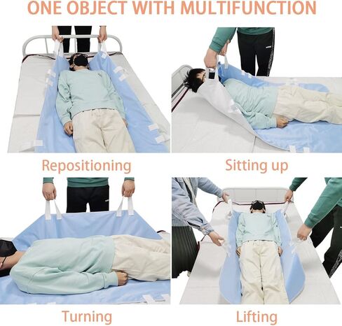 Positioning Bed Pad Incontinence Bed Pads Reusable Underpads with 6 Handles Bed Pads for Incontinence Washable for Hospital Bedridden Turning Lifting Home Care Waterproof Transfer Boards 52" x 34" in Kuwait