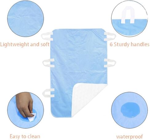 Positioning Bed Pad Incontinence Bed Pads Reusable Underpads with 6 Handles Bed Pads for Incontinence Washable for Hospital Bedridden Turning Lifting Home Care Waterproof Transfer Boards 52" x 34" in Kuwait