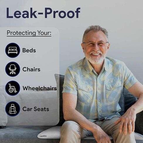 وسادات سرير لسلس البول قابلة للغسل - وسادات سرير شديدة التحمل مقاومة للماء - خراطيش ناعمة من مزيج الرايون والبوليستر - وسادات تبول شديدة التحمل وقابلة لإعادة الاستخدام للبالغين - مقاس 18 بوصة × 24 بوصة - عبوة واحدة in Kuwait
