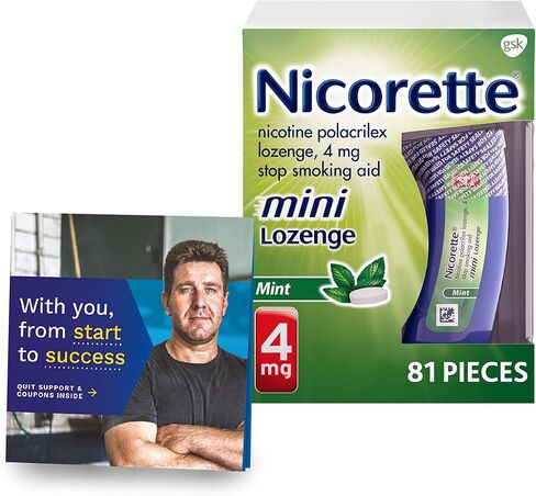 Nicorette 4 mg Mini Nicotine Lozenges to Help Quit Smoking with Behavioral Support Program - Mint Flavored Stop Smoking Aid, 81 Count in Saudi Arabia
