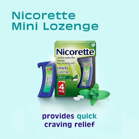 Nicorette 4 mg Mini Nicotine Lozenges to Help Quit Smoking with Behavioral Support Program - Mint Flavored Stop Smoking Aid, 81 Count in Saudi Arabia