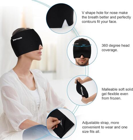 قبعة رأس ثلجية بيرميد، قبعة رأس باردة، قبعة ضغط باردة قابلة لإعادة الاستخدام، غطاء رأس ثلجي مرن in Kuwait