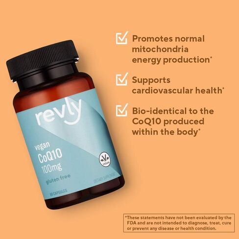 Amazon Brand - Revly Vegan CoQ10 100 mg - Normal Energy Production, Supports Cardiovascular Health, 2 Month Supply (60 Capsules) in Kuwait