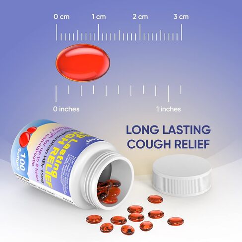 Adult Cough Relief, Dextromethorphan HBr 15mg (100 Softgels), 8 Hour Long Lasting, Non-Drowsy, Cough/Bronchial Suppressant in Saudi Arabia