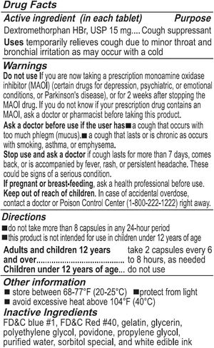 Adult Cough Relief, Dextromethorphan HBr 15mg (100 Softgels), 8 Hour Long Lasting, Non-Drowsy, Cough/Bronchial Suppressant in Saudi Arabia