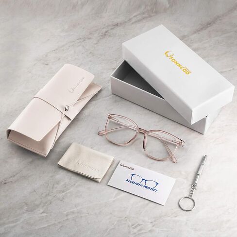 FONHCOO نظارات زرقاء لحجب الضوء، إطار دائري TR90، نظارات شفافة مضادة للأشعة فوق البنفسجية للنساء والرجال in Kuwait