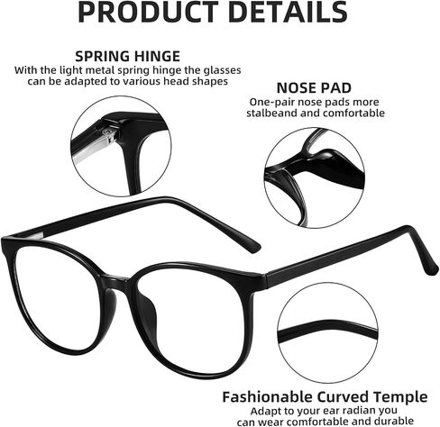 FONHCOO Blue Light Blocking Glasses Fashion Round TR90 Frame Transparent Eyewear Anti UV Computer Glasses for Women Men in Kuwait