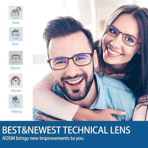 نظارات حجب الضوء الأزرق، نظارات كمبيوتر زرقاء مانعة للرجال والنساء، مضادة للوهج 400 للأشعة فوق البنفسجية وإجهاد العين نظارات مربعة وهمية in Kuwait
