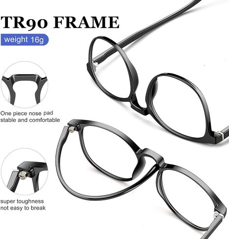 Blue Light Blocking Glasses Women/Men,Retro Round Anti Eyestrain Computer Gaming Glasses(Black+Beige) in Kuwait