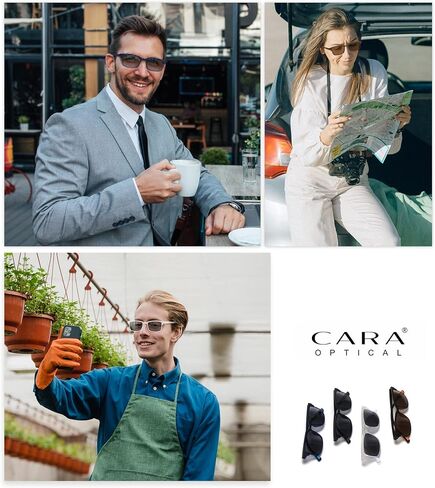 عبوة من قطعتين من نظارات القراءة متعددة التركيز التقدمية من كارا، إطار TR90 مرن خفيف الوزن يحجب الضوء الأزرق لقارئات الكمبيوتر، مساحة عمل للمدى القريب (C1، 2.50) in Kuwait