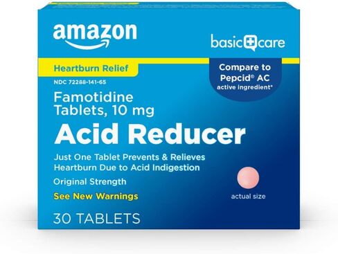 Amazon Basic Care Original Strength Famotidine Tablets, 10 mg, Acid Reducer, Heartburn Medicine, Acid Indigestion Relief, 90 Count in Saudi Arabia