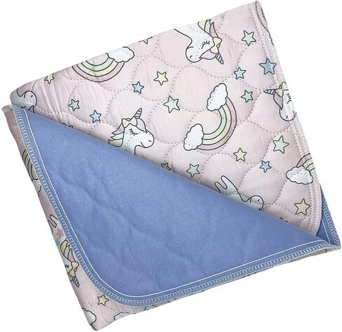 Organic Incontinence Pads for Kids & Toddlers - 5 Layer Waterproof Protectors for Overnight Bed Wetting - Reusable & Washable Pee Pads - Fits Twin to Full Size Beds - 34" x 52" Unicorn in Saudi Arabia