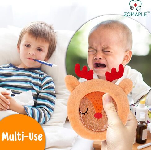 عبوات ثلج للأطفال من أجل Boo boos - عبوة ثلج للأطفال باردة وساخنة - مثالية Boo Boo Buddy للإصابات وتخفيف الآلام والحمى وأسنان الحكمة والجيوب الأنفية والصداع - قابلة لإعادة الاستخدام (مع غطاء من القماش (عبوة من 4 قطع)) in Kuwait