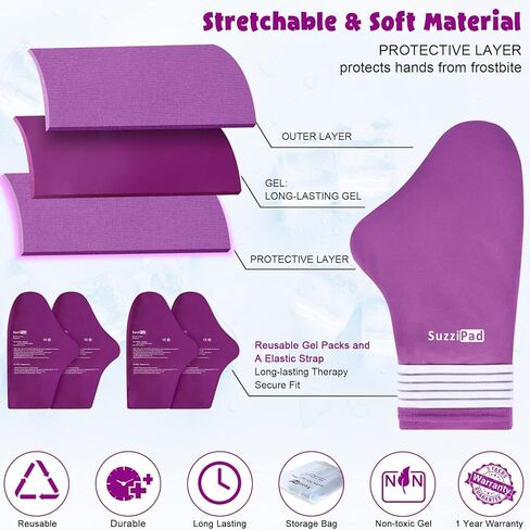 SuzziPad Cold Therapy Socks & Hand Ice Pack, Cold Gloves for Chemotherapy Neuropathy, Chemo Care Package for Women and Men, Ideal for Plantar Fasciitis, S/M, Purple in Saudi Arabia