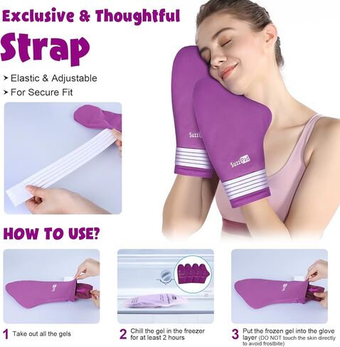 SuzziPad Cold Therapy Socks & Hand Ice Pack, Cold Gloves for Chemotherapy Neuropathy, Chemo Care Package for Women and Men, Ideal for Plantar Fasciitis, S/M, Purple in Saudi Arabia