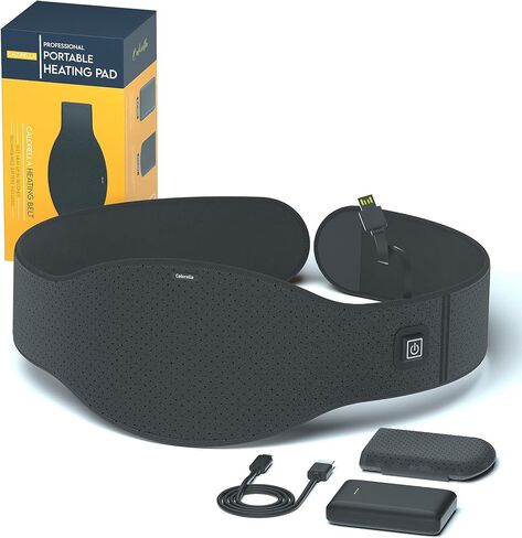 Portable Cordless Heating Pad with Battery - Electric Heat Belt with 3 Heat Levels, for Lower Back or Cramps Belly Pain Relief Heating Pads Black in Kuwait