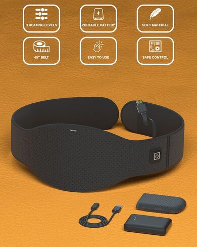 Portable Cordless Heating Pad with Battery - Electric Heat Belt with 3 Heat Levels, for Lower Back or Cramps Belly Pain Relief Heating Pads Black in Kuwait