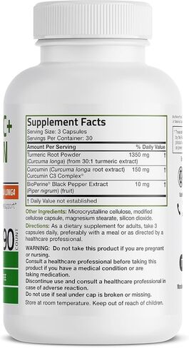 Bronson Turmeric Curcumin 1500 MG per Serving Antioxidant, Joint & Digestion Support with BioPerine, Non-GMO, 90 Vegetarian Capsules in Saudi Arabia