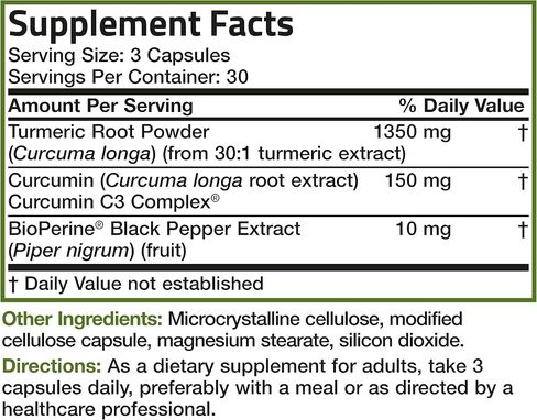 Bronson Turmeric Curcumin 1500 MG per Serving Antioxidant, Joint & Digestion Support with BioPerine, Non-GMO, 90 Vegetarian Capsules in Saudi Arabia
