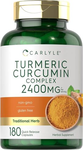 Carlyle Turmeric Curcumin Supplement 2400mg | 180 Powder Capsules | Herbal Formula | Non-GMO, Gluten Free in Saudi Arabia