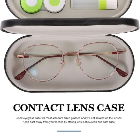 حقيبة وجراب للعدسات اللاصقة من هيلفتي - 2 في 1 حقيبة مزدوجة الجوانب للعين مع مرآة مدمجة، ملقط وزجاجة محلول ملامسة - صندوق تخزين محمول للعدسات اللاصقة للسفر، أسود, لون اسود 2, 6.3x2.8x2inch, فاشن in Kuwait