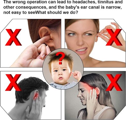 Earwax Remover Tool - 4 Pieces LED Earwax Spoon Safe Ear Pick Spoon and Stainless Steel Double-end Earwax Spoon in Saudi Arabia