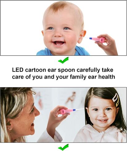 Earwax Remover Tool - 4 Pieces LED Earwax Spoon Safe Ear Pick Spoon and Stainless Steel Double-end Earwax Spoon in Saudi Arabia
