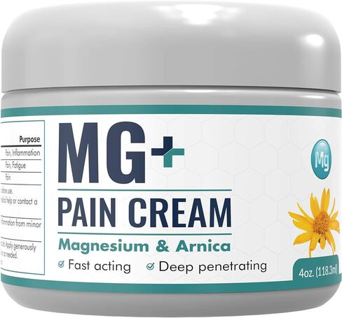 Mars Wellness MG+ Pain Cream - Extra Strength Magnesium and Arnica Cream - 4 OZ Tub - Sore Legs and Joints, Leg Cramps, Sports and Arthritis Pain Rub - 1 Pack in Saudi Arabia