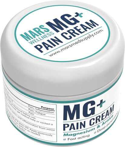 Mars Wellness MG+ Pain Cream - Extra Strength Magnesium and Arnica Cream - 4 OZ Tub - Sore Legs and Joints, Leg Cramps, Sports and Arthritis Pain Rub - 1 Pack in Saudi Arabia