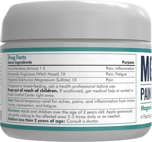 Mars Wellness MG+ Pain Cream - Extra Strength Magnesium and Arnica Cream - 4 OZ Tub - Sore Legs and Joints, Leg Cramps, Sports and Arthritis Pain Rub - 1 Pack in Saudi Arabia