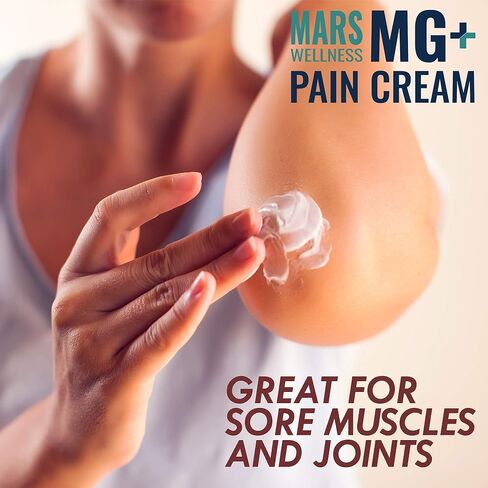 Mars Wellness MG+ Pain Cream - Extra Strength Magnesium and Arnica Cream - 4 OZ Tub - Sore Legs and Joints, Leg Cramps, Sports and Arthritis Pain Rub - 1 Pack in Saudi Arabia
